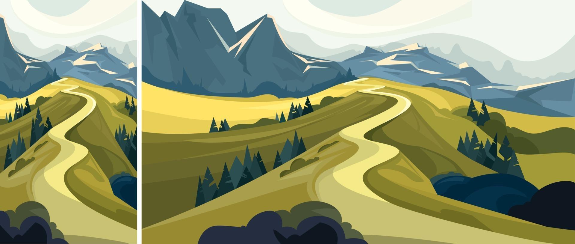 Beautiful mountain road vector