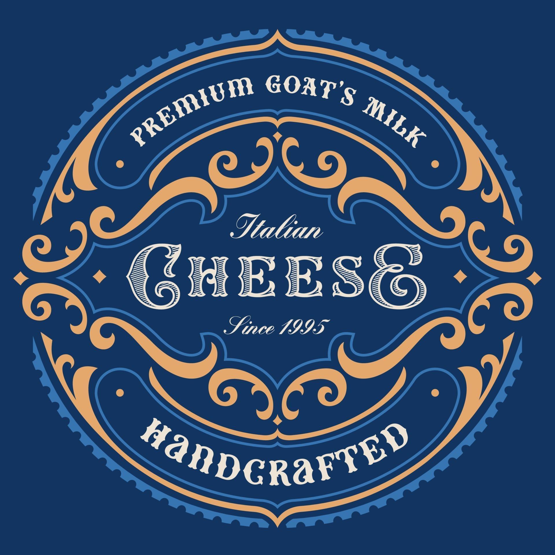 Vintage round cheese label 1995199 Vector Art at Vecteezy