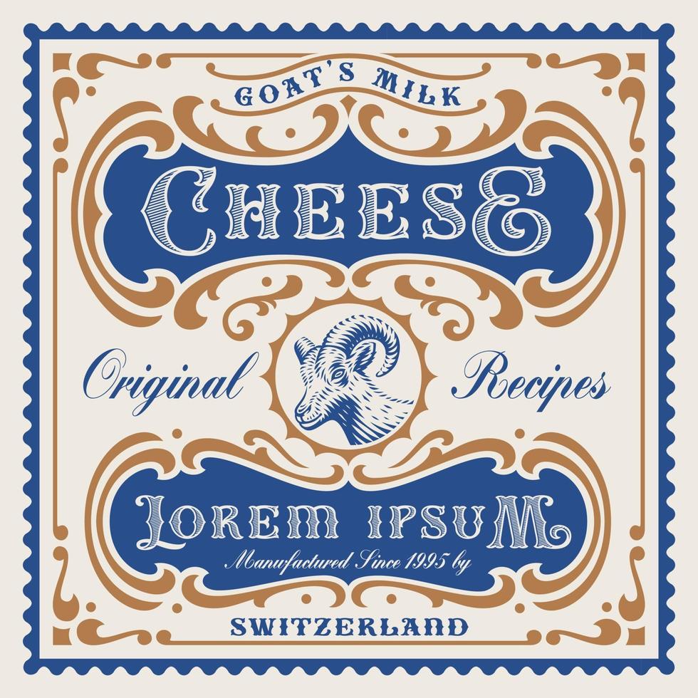 Vector cheese package template in vintage style