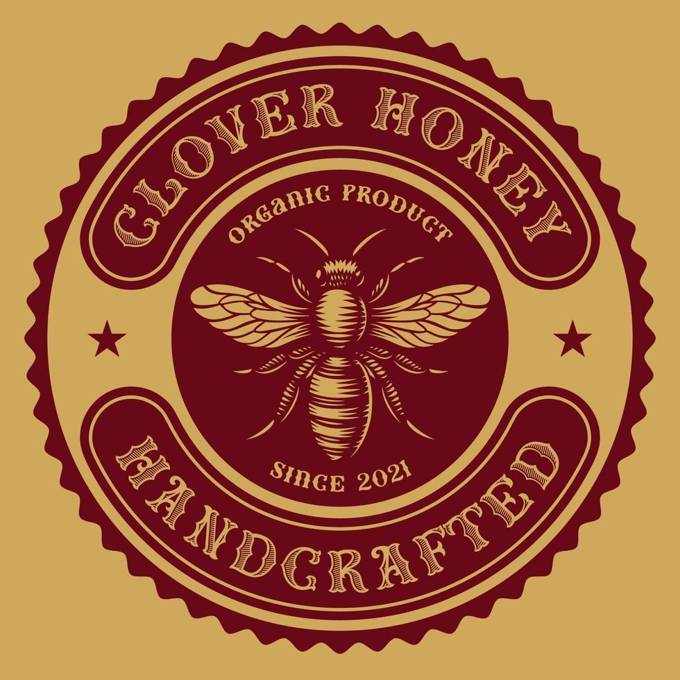 Vintage round honey label vector