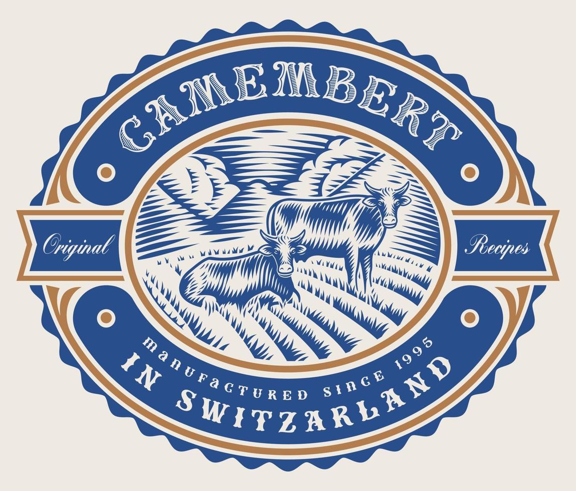 Vintage editable cheese label vector