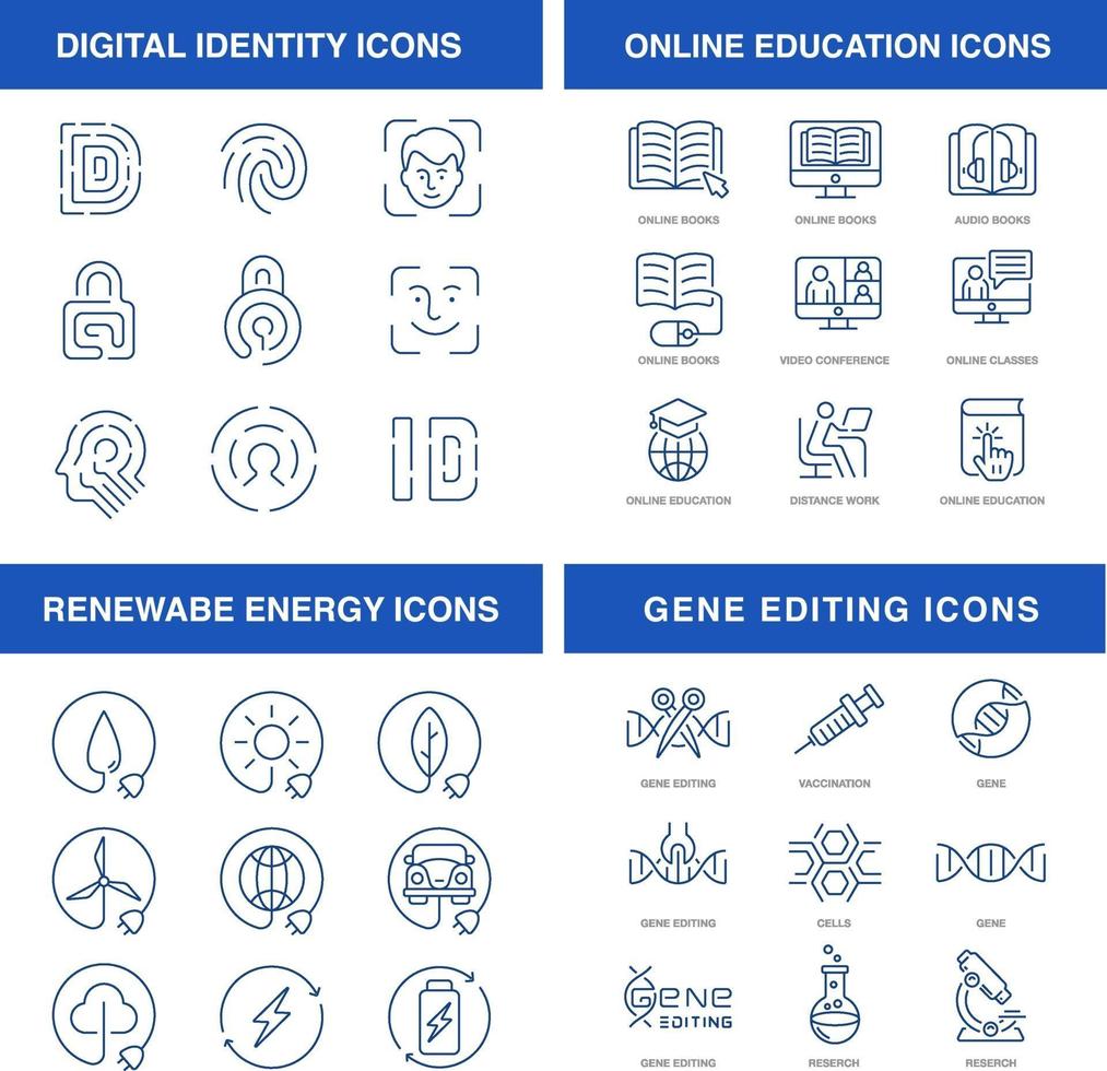 Modern technologies icons set vector