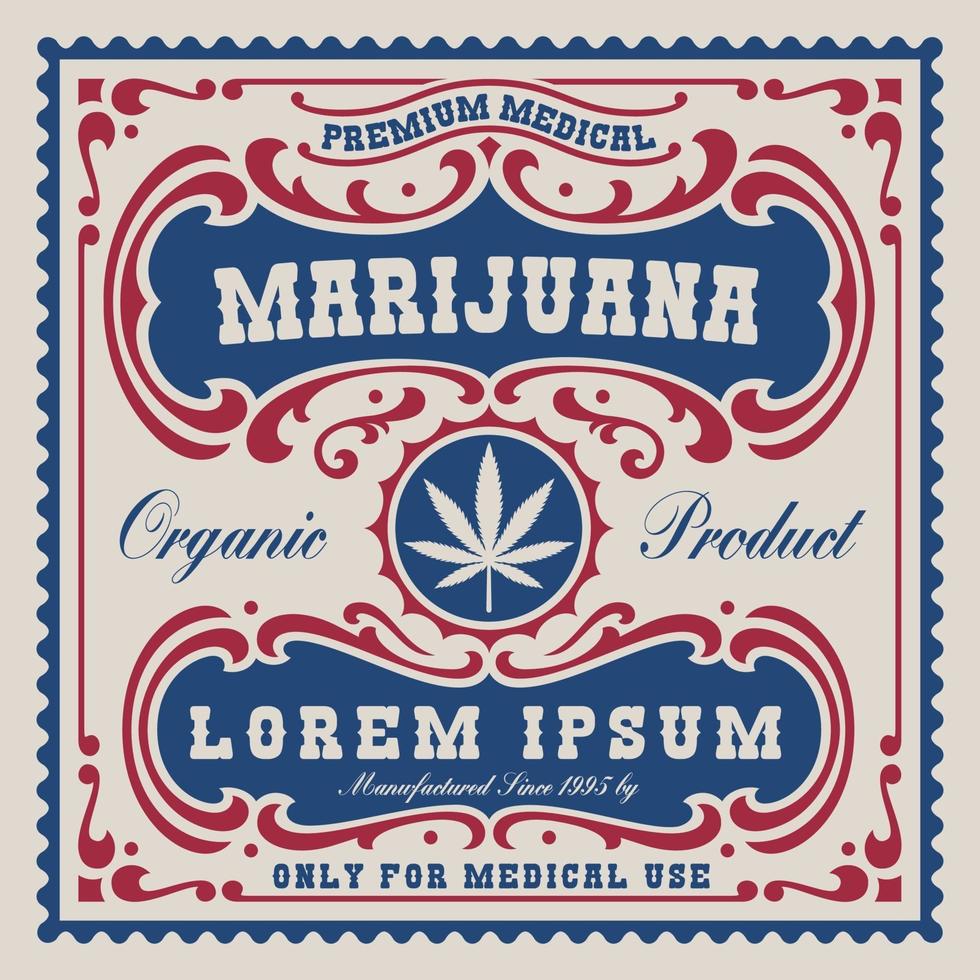 Vintage label for cannabis theme vector
