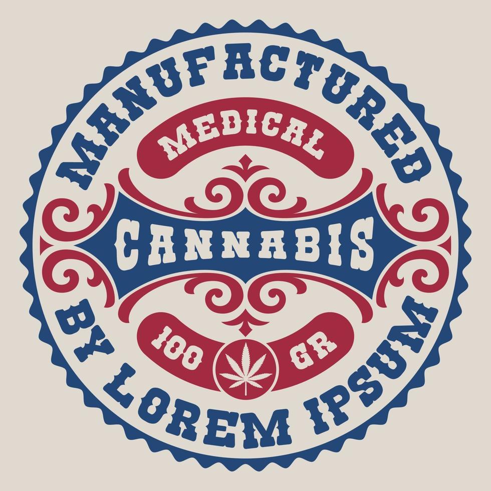 Old fashioned editable label for a cannabis theme vector