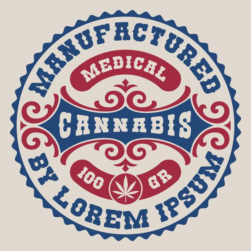 etiqueta editable pasada de moda para un tema de cannabis vector