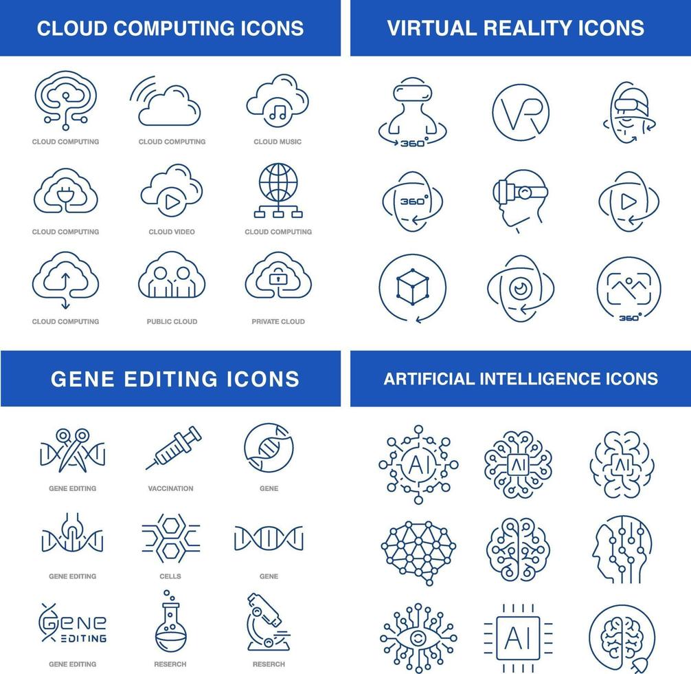 Modern technologies icons set vector