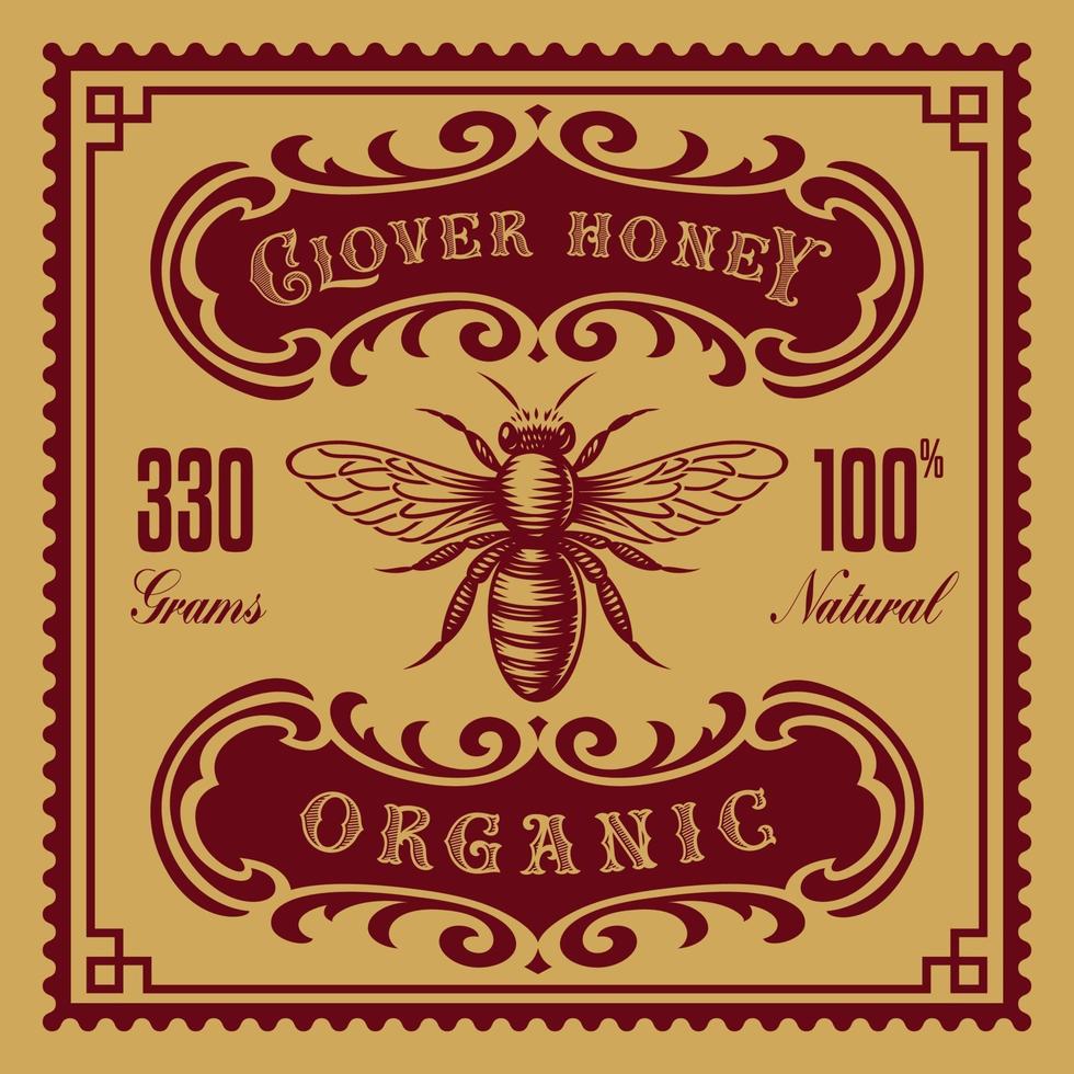 Vintage honey label, this design can be used as a template for a package. vector