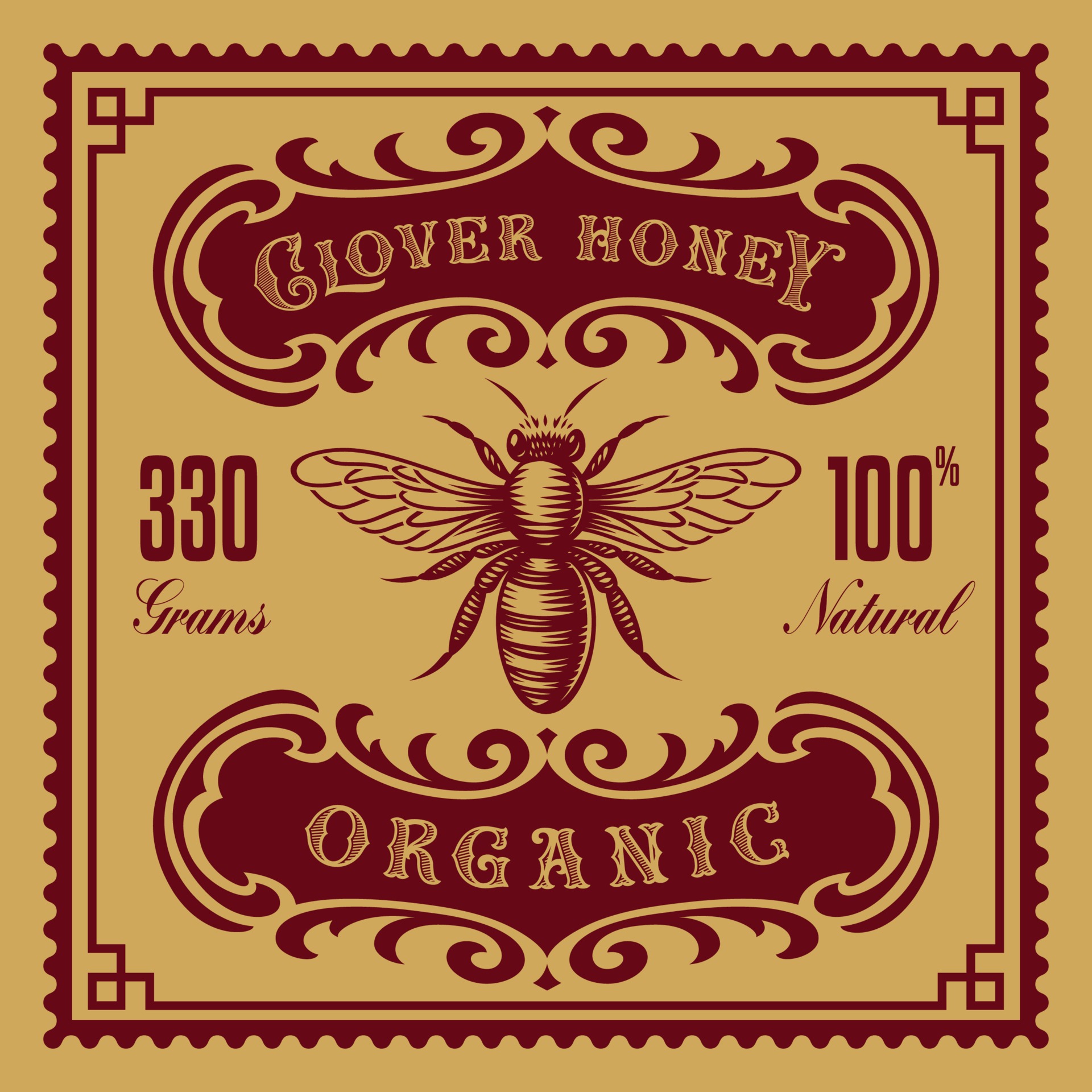 Vintage honey label, this design can be used as a template for a