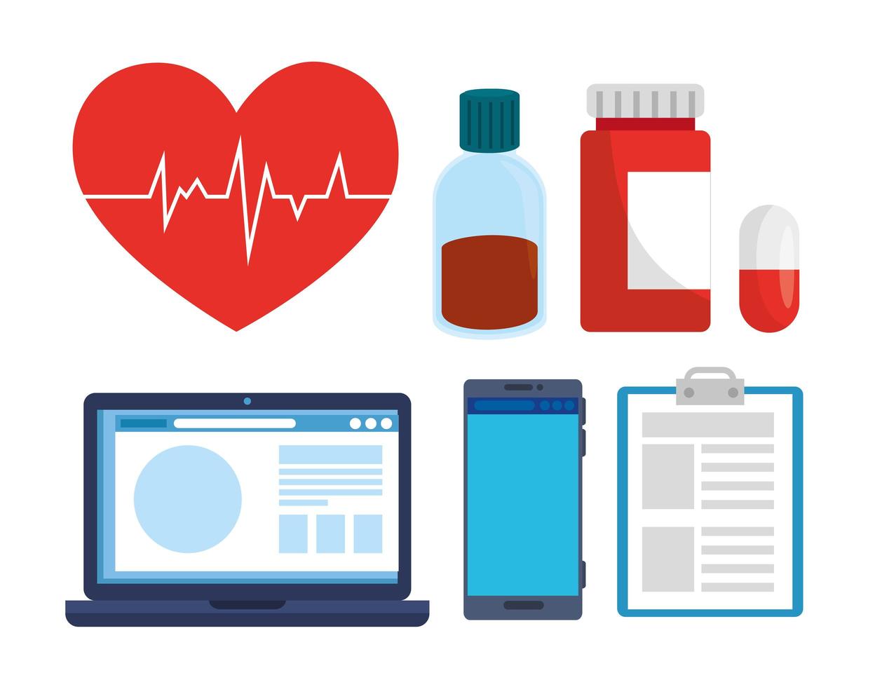 Medical icon set with devices vector