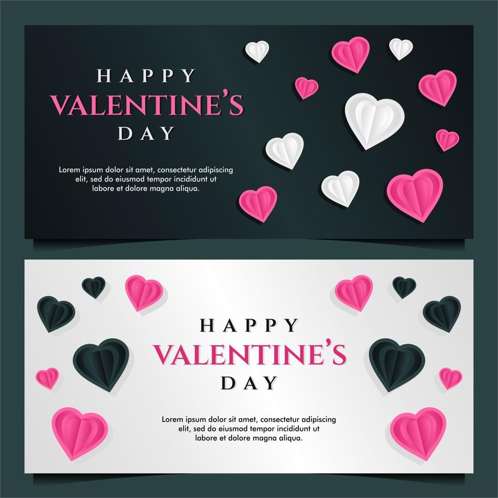happy Valentine's day banner template with dark and grey background vector