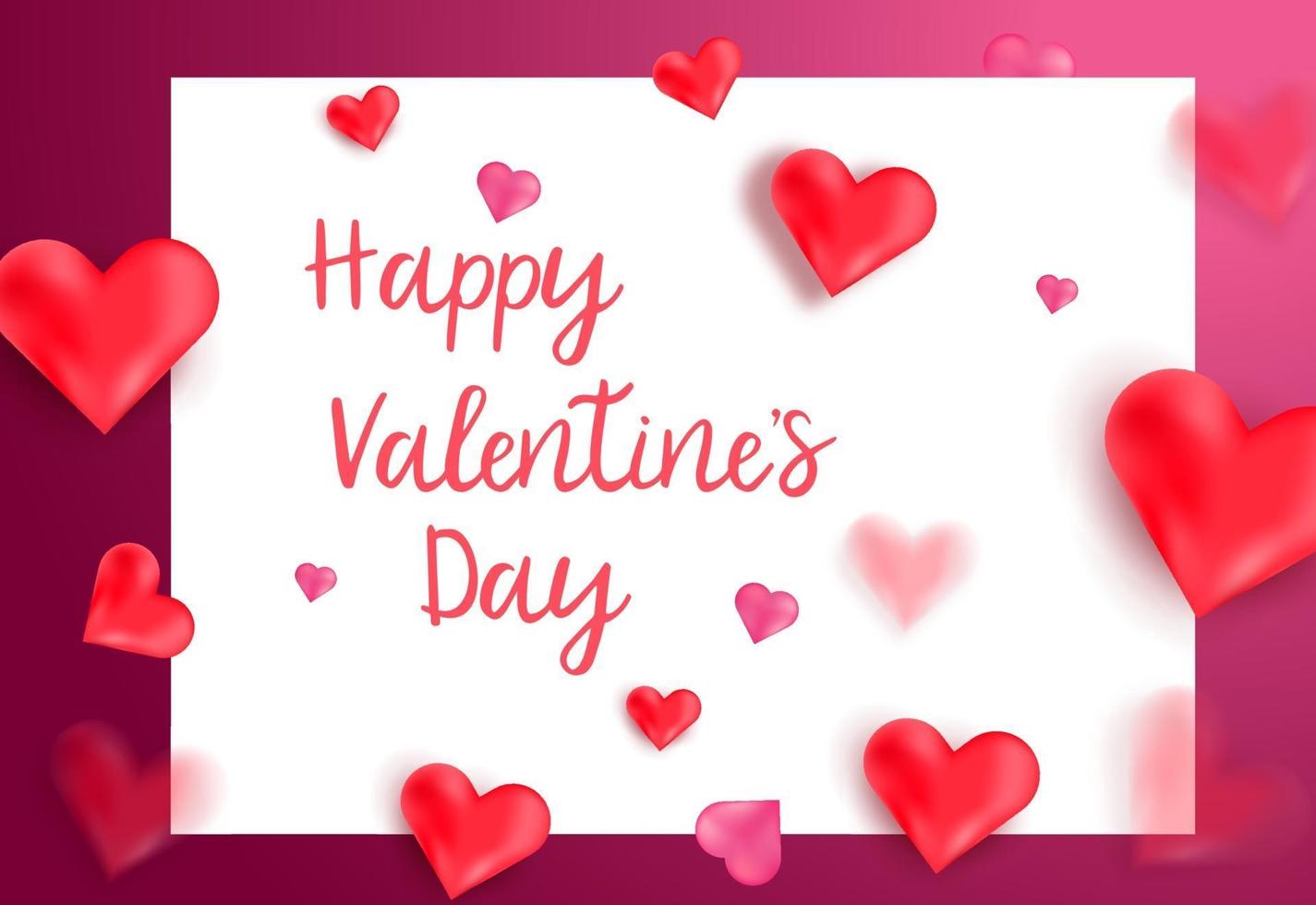 Valentine's Day greeting card design sale banner, poster background with heart 3d shaped. vector