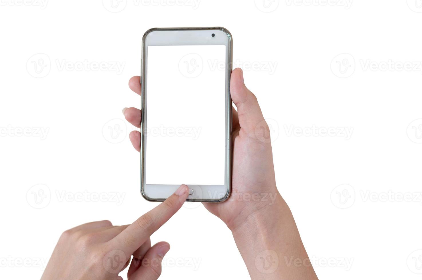 Smartphone with blank screen on white background photo