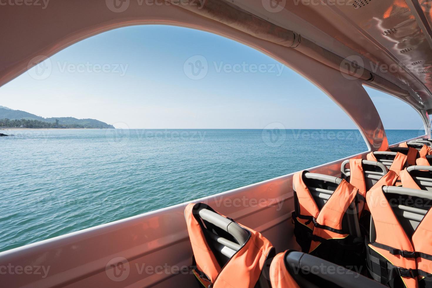 Speed boat over water photo