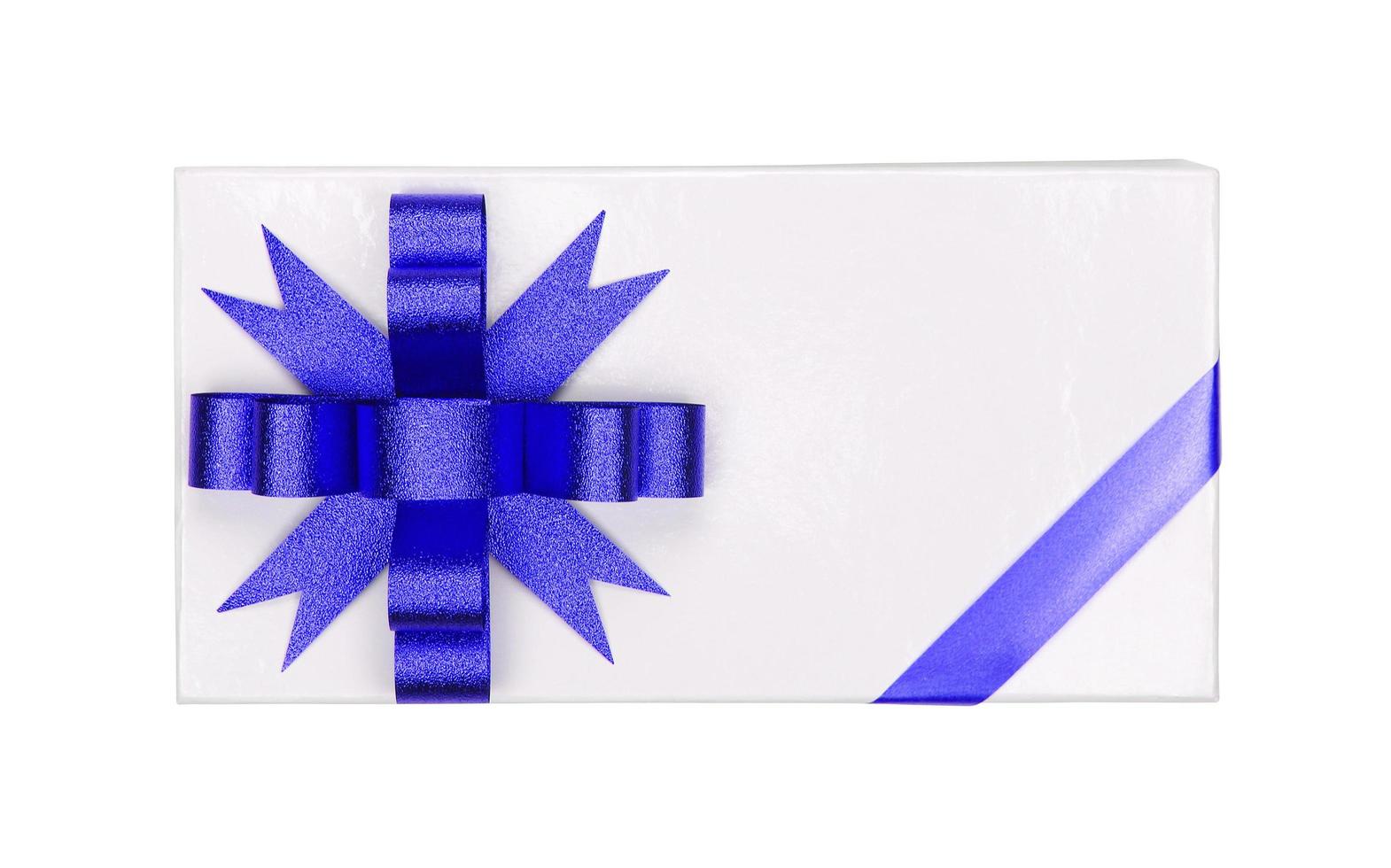 Present with blue bow and ribbon photo
