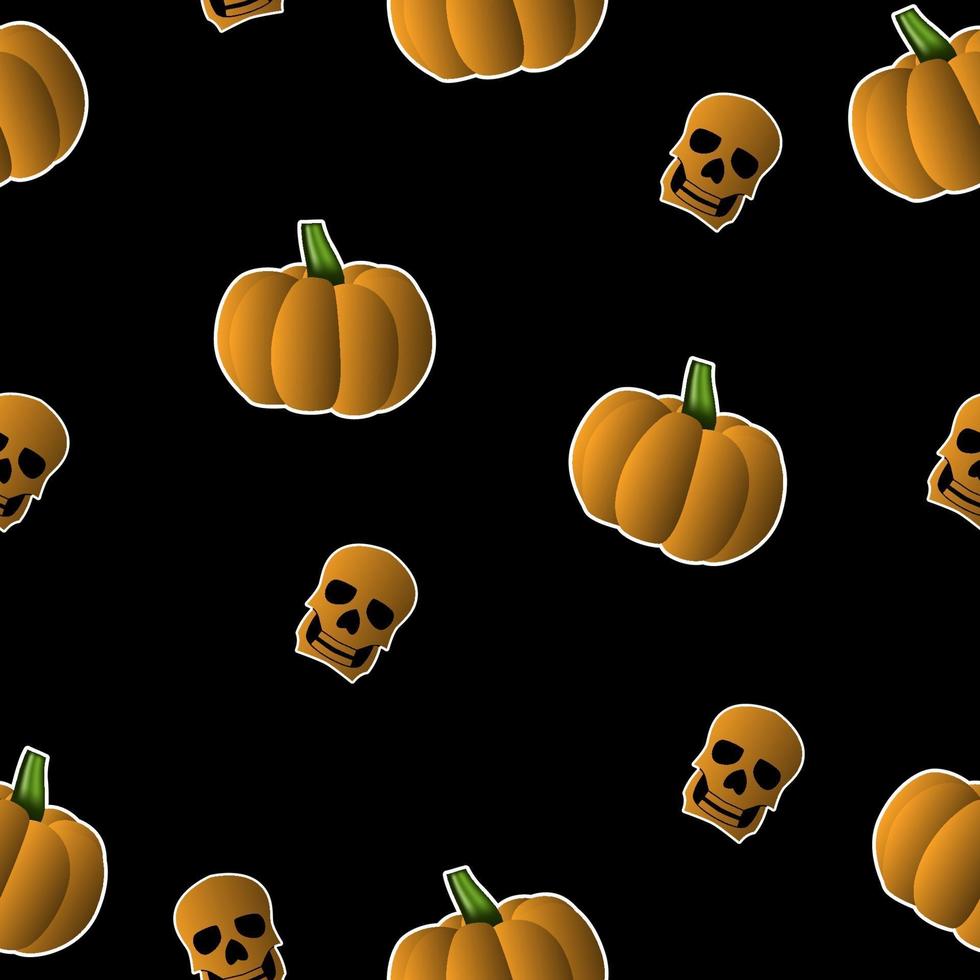 Seamless pattern halloween pumpkins and skull theme vector