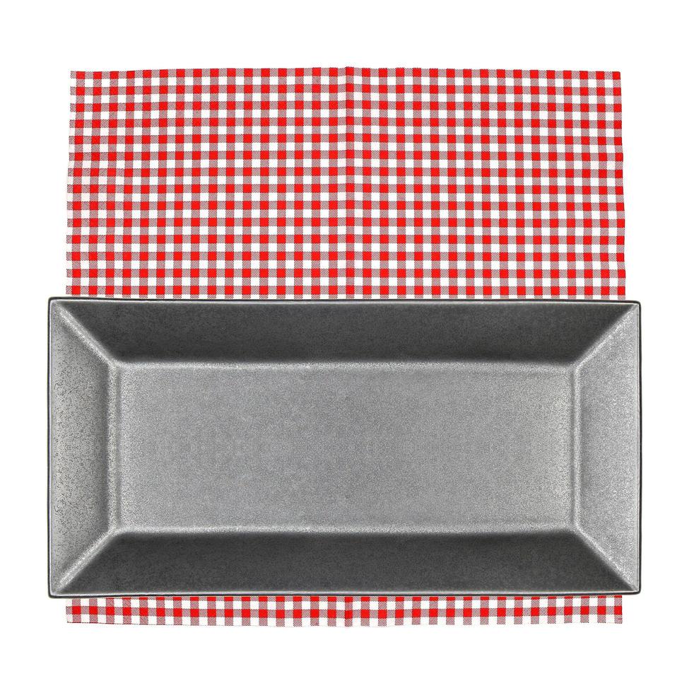 Rectangular plate on red cloth photo