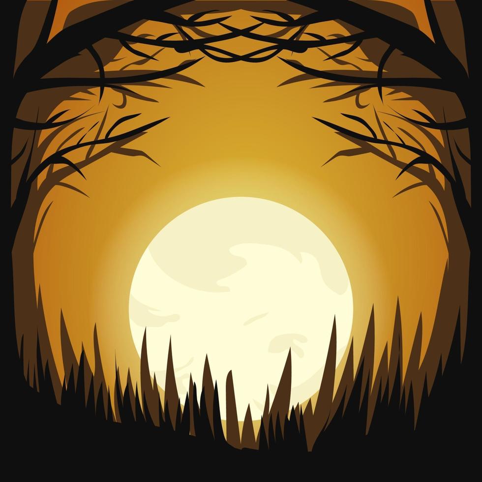 diseño de bosque de luz de luna oscura de halloween vector