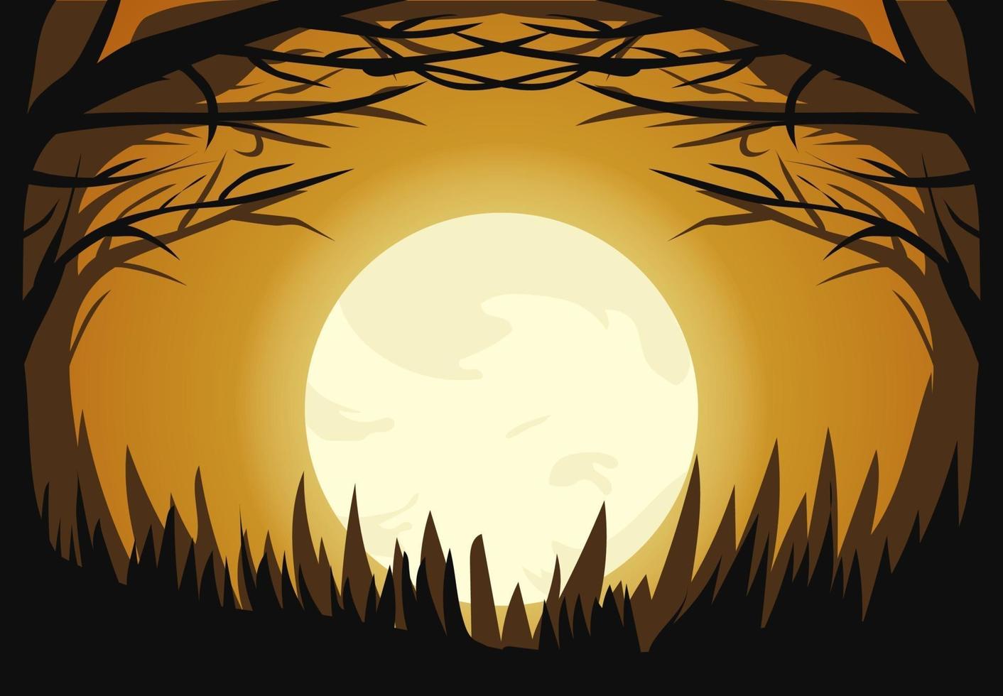 Halloween dark moon light forest design vector