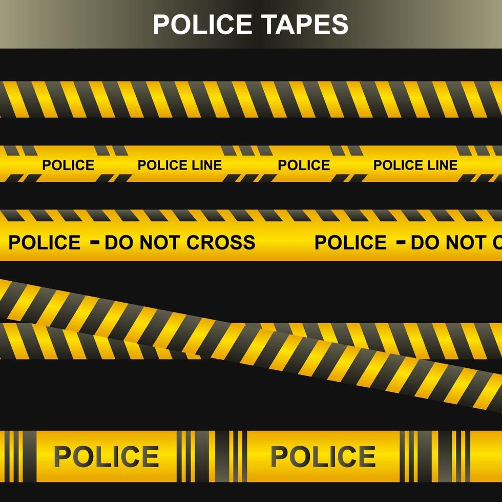 Police tape set, crime tape vector