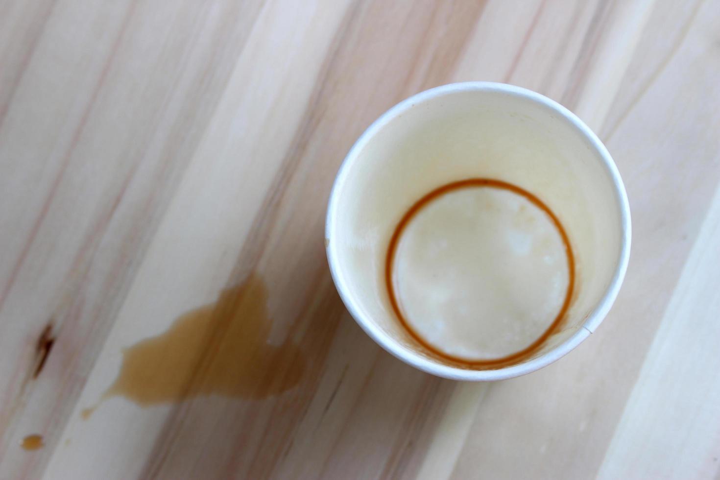 Spilled coffee on table photo