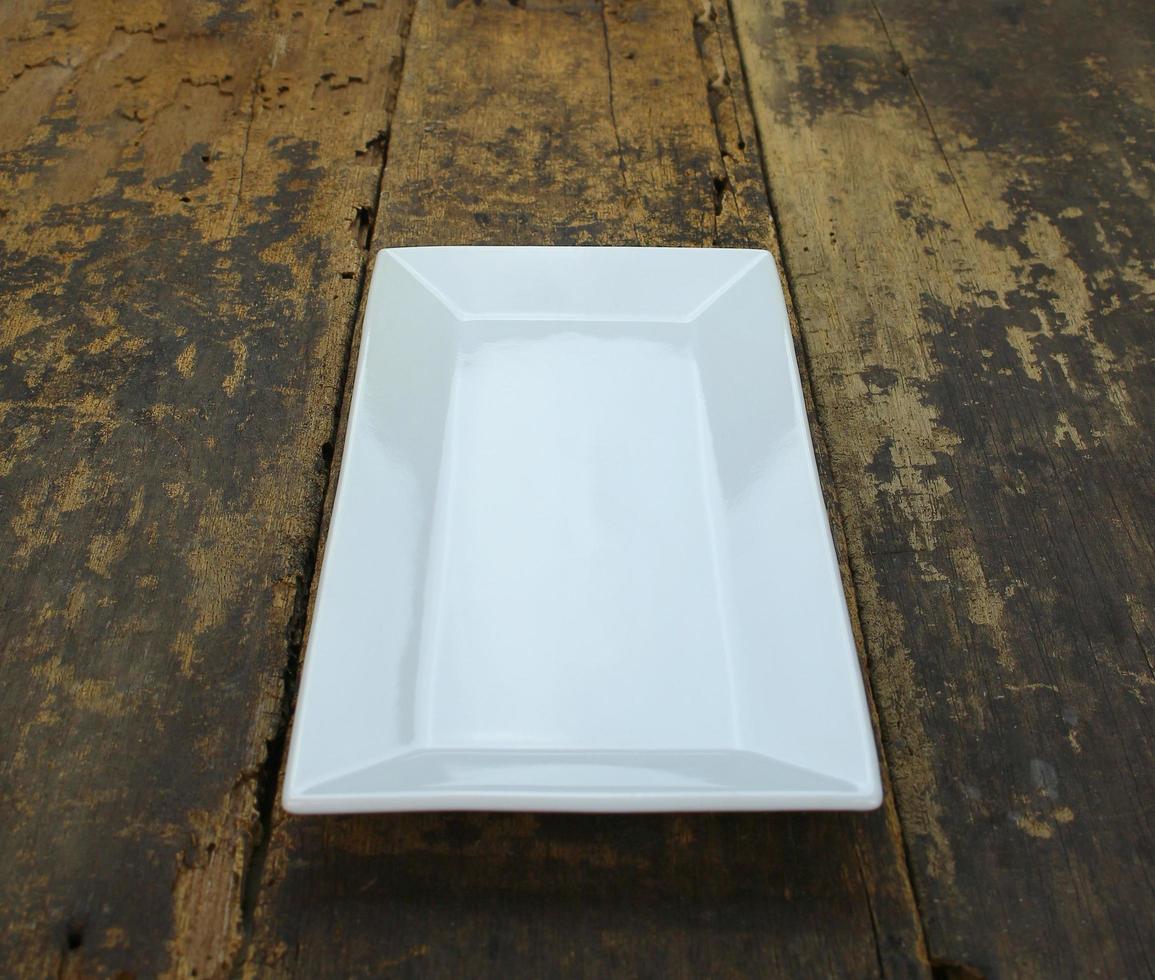 Rectangular plate on table photo