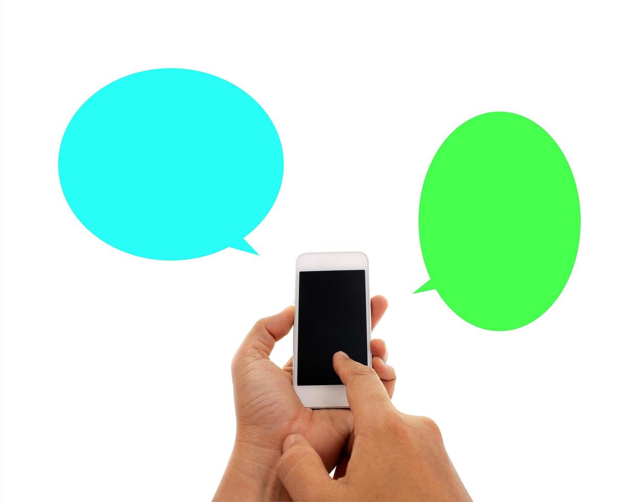 Person texting mock-up with speech bubbles photo