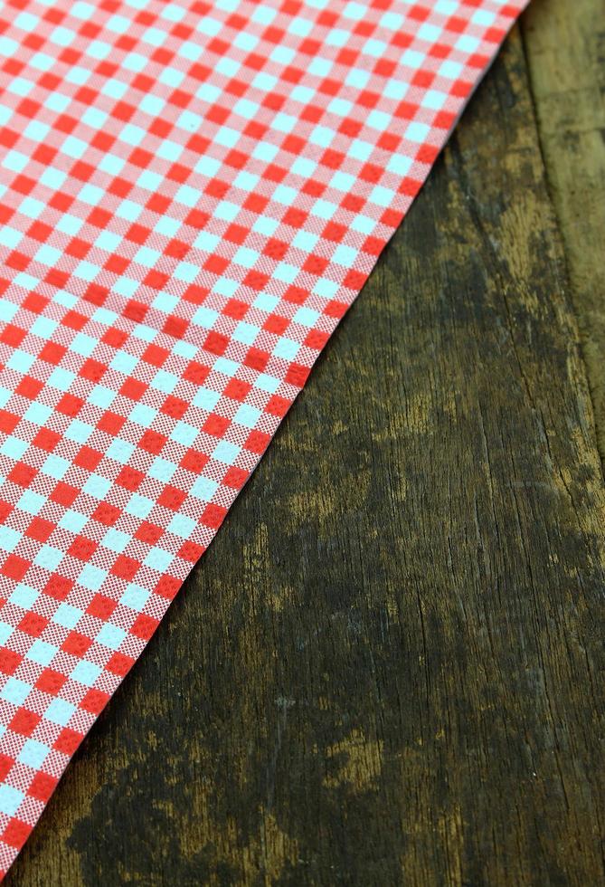 Cloth on wood table photo