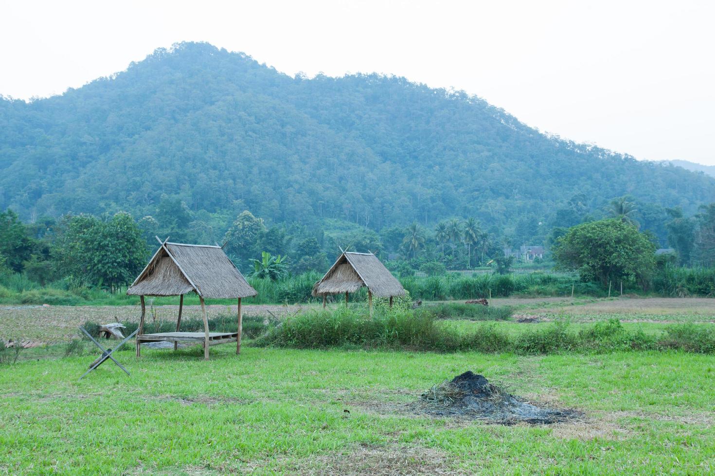 Huts on the field in rural Thailand photo