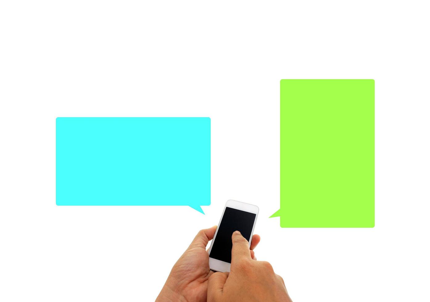 Person texting with two speech bubbles photo