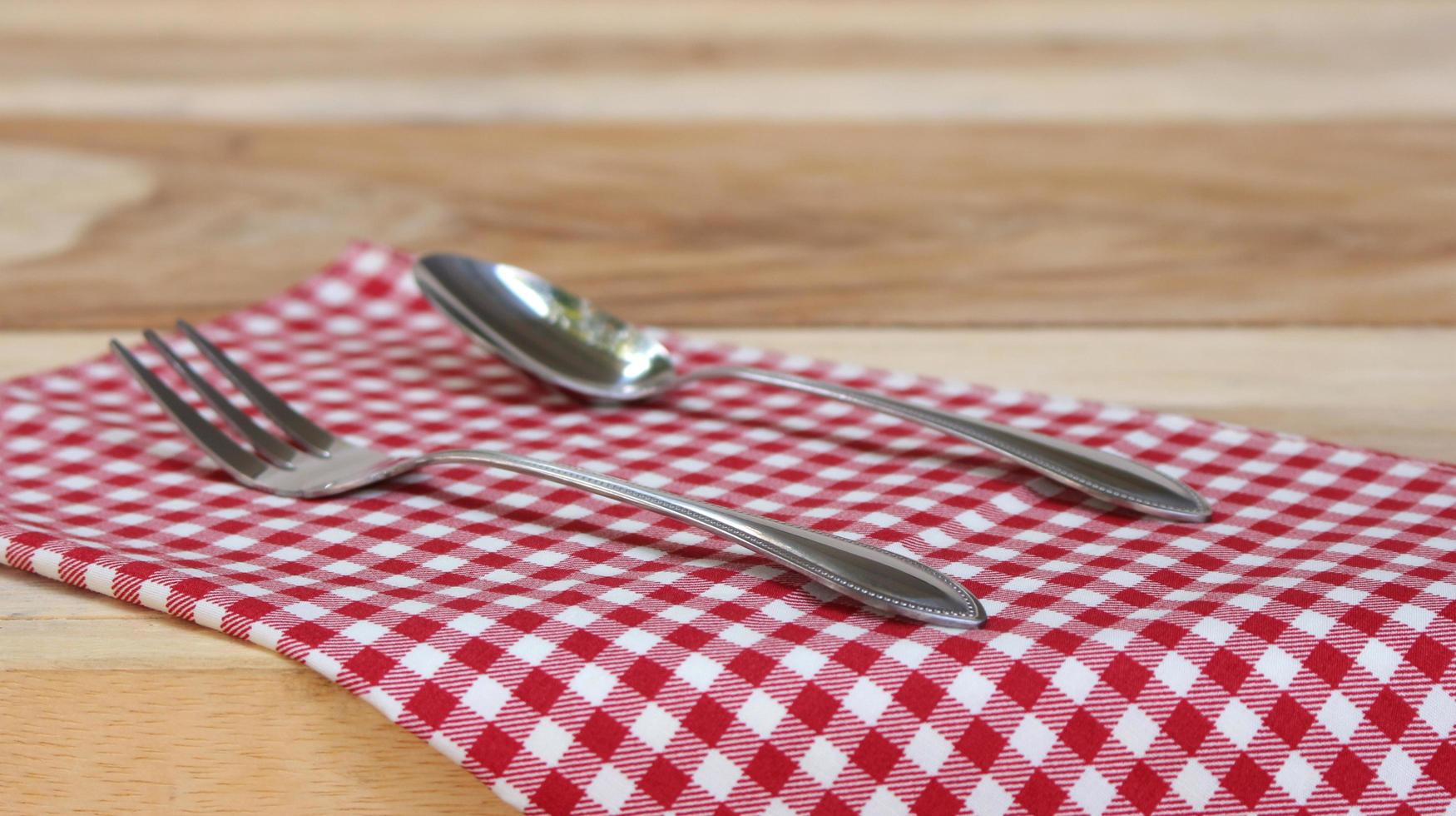 Tablecloth with silverware photo