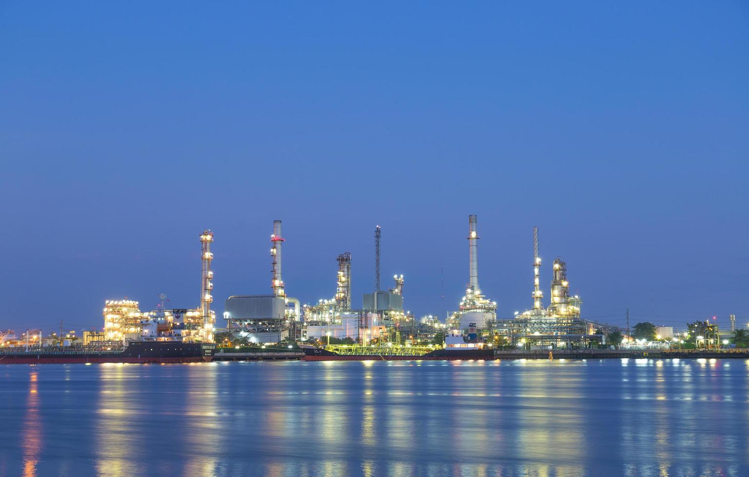 Petroleum refinery in Bangkok at night photo