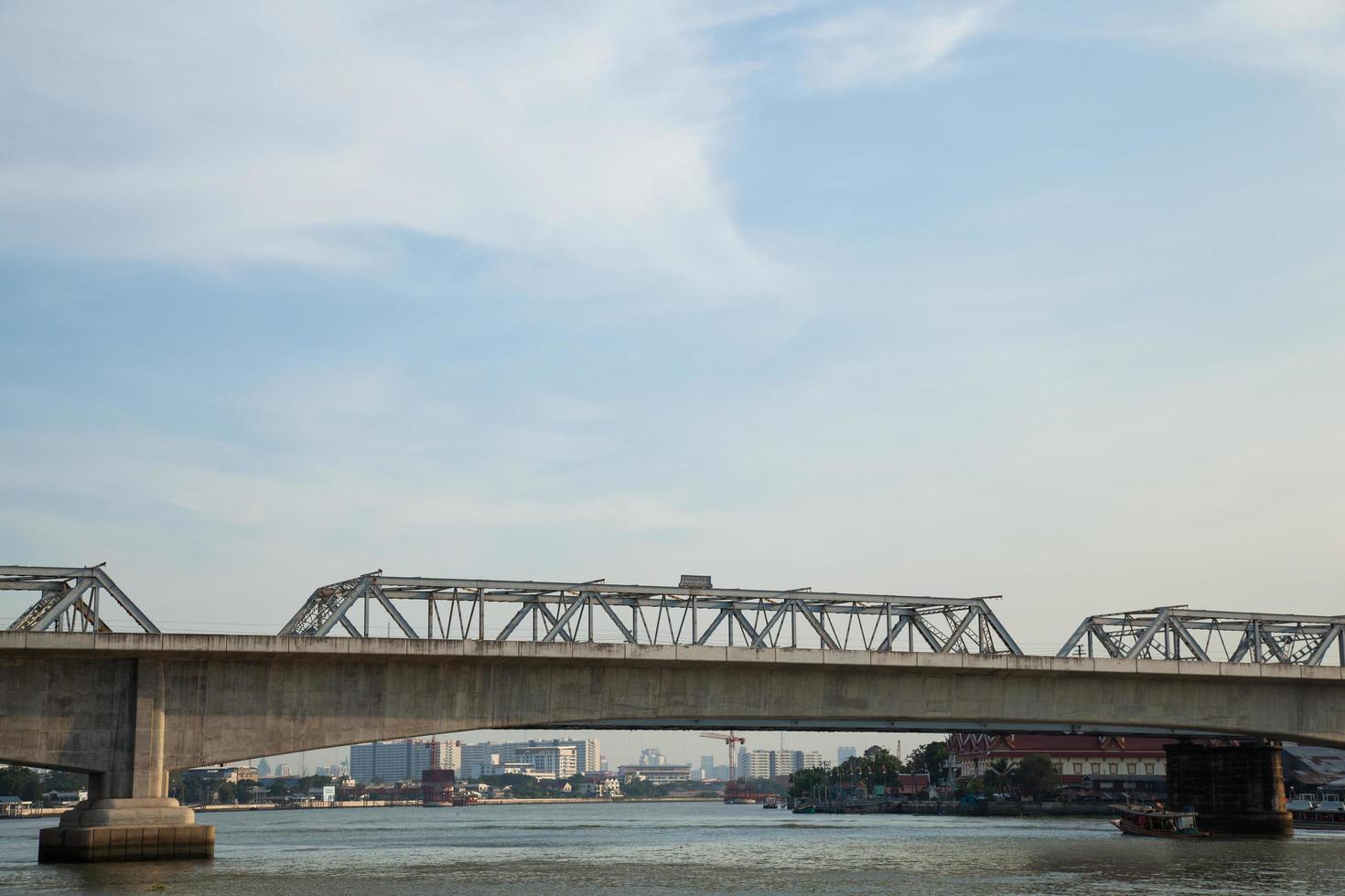 Railway bridge across the river photo