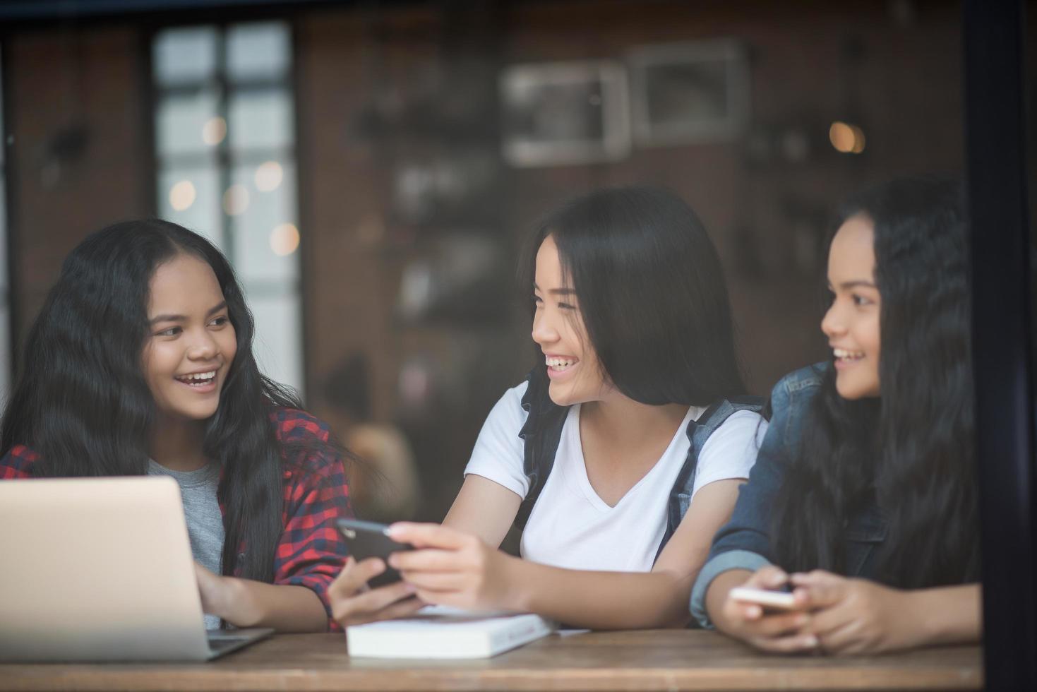 Group of friends at a cafe photo