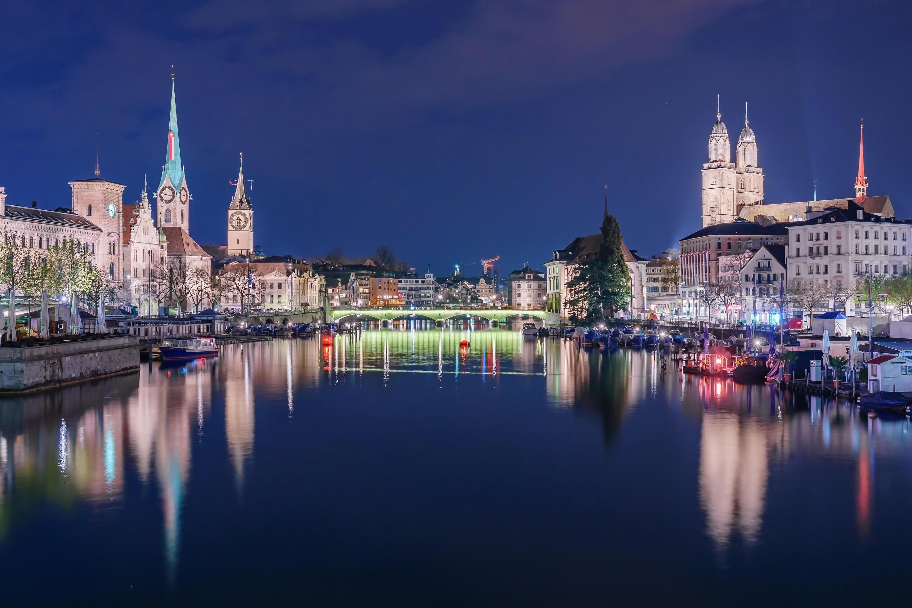 Panoramic view of historic Zurich city center 1996386 Stock Photo at