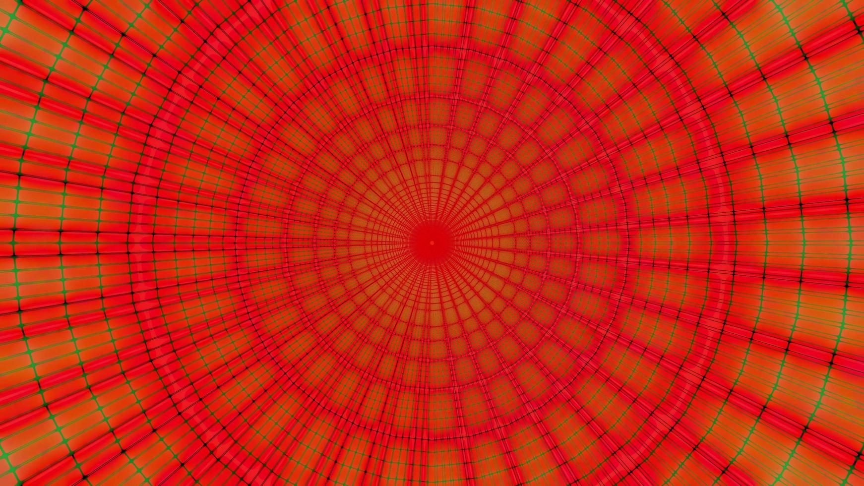 Diseño de caleidoscopio de ilustración 3d de círculos de estructura metálica verde y rojo para fondo o papel tapiz foto