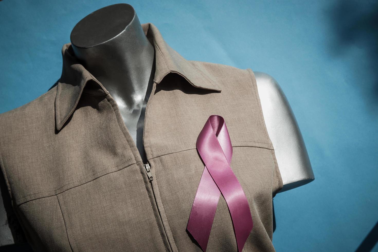 Ribbon cancer sign on shirt photo