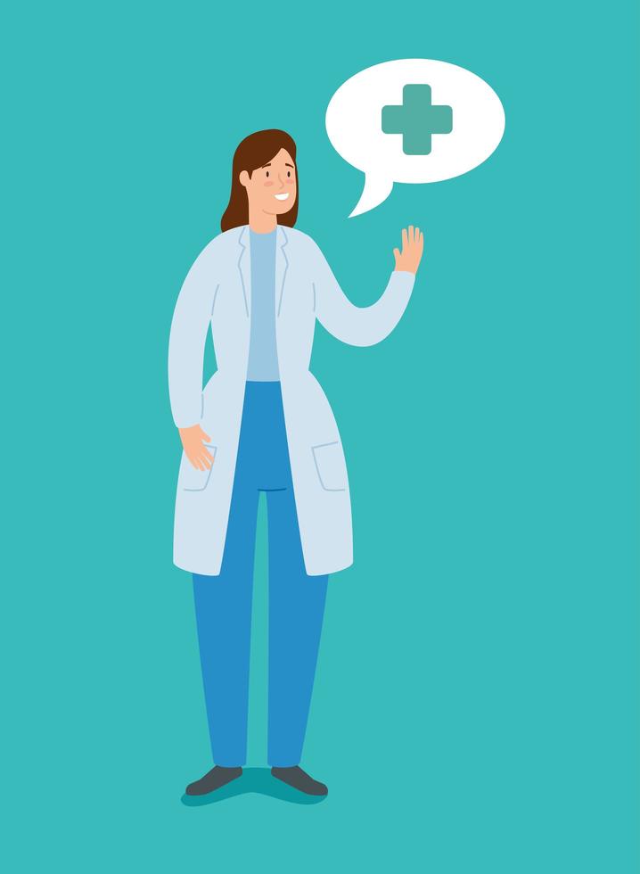 doctor with speech bubble and cross symbol vector