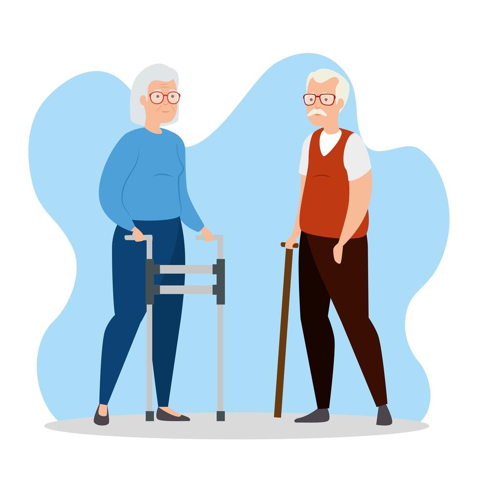 cute old couple avatar character vector