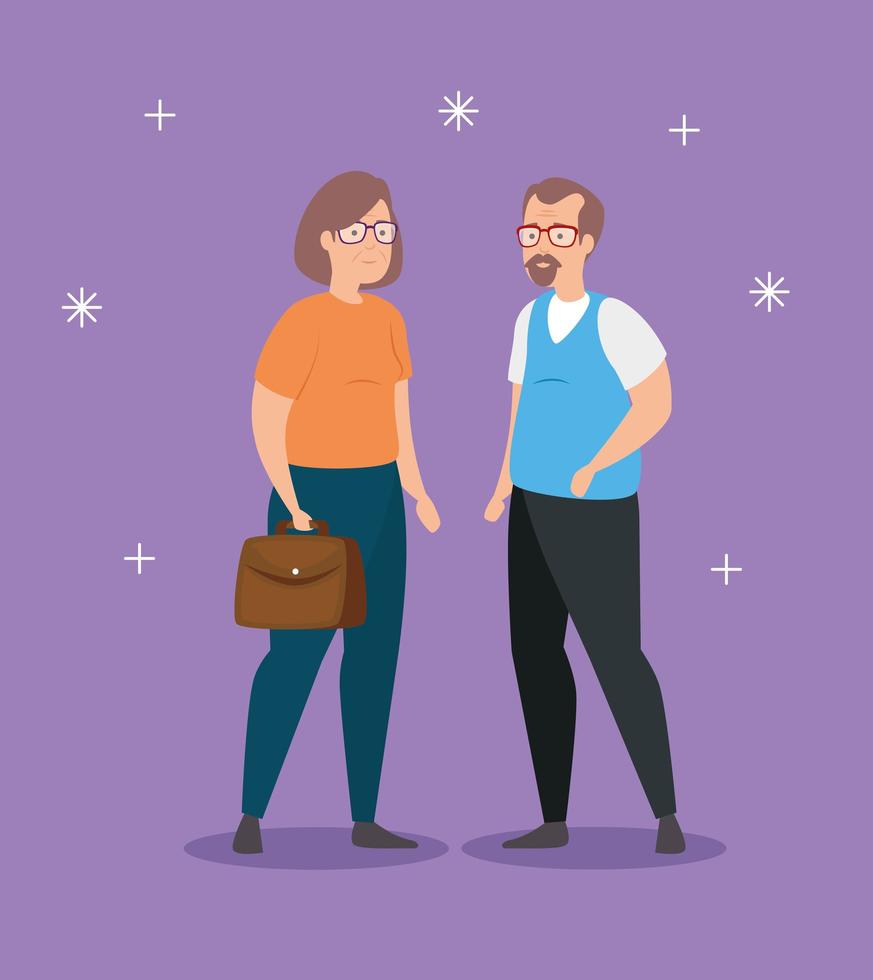 cute couple avatar character vector