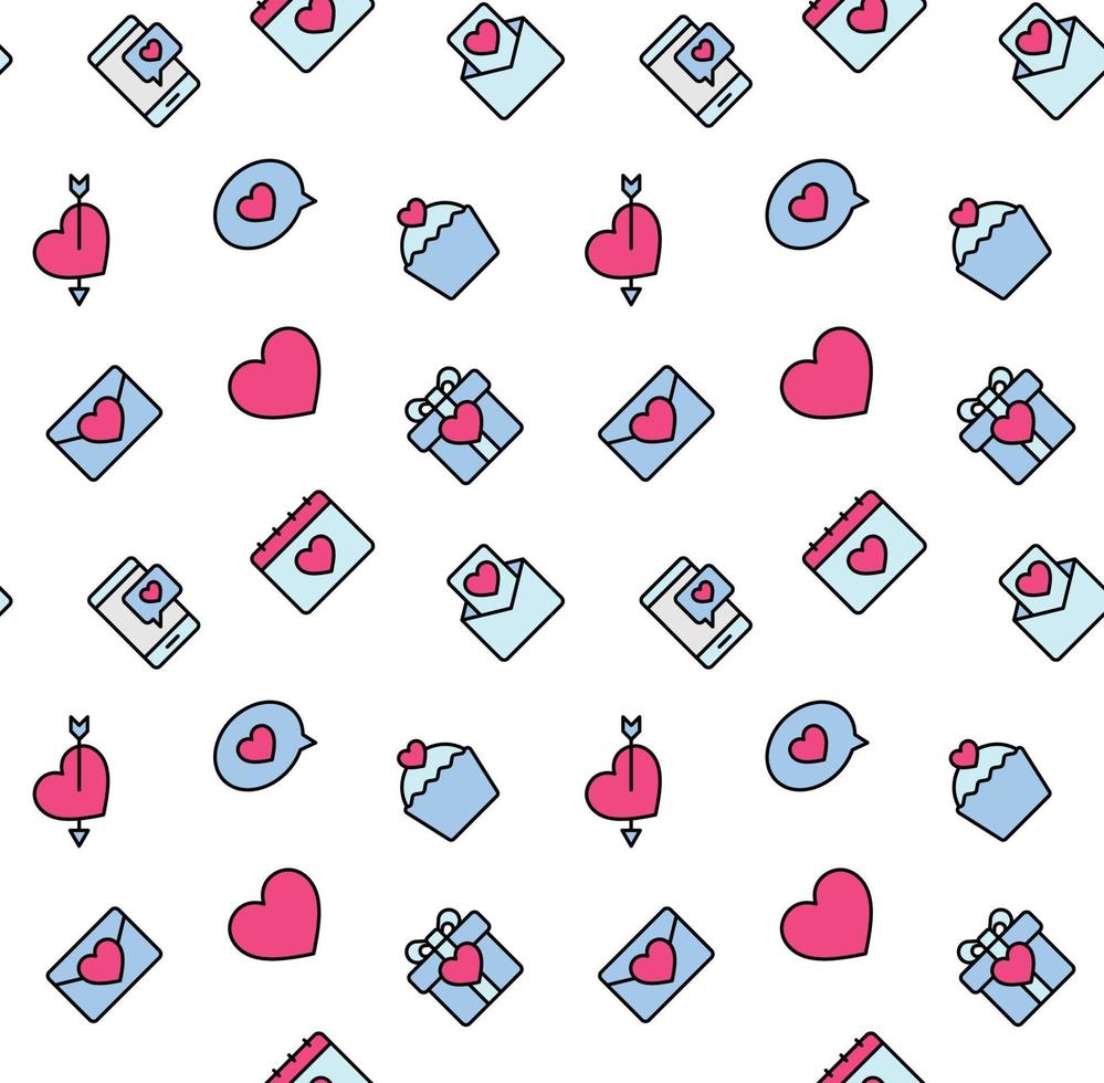 Patrones de San Valentín sin fisuras con corazones y símbolo de San Valentín. utilizado para textil, tela, fondo. vector