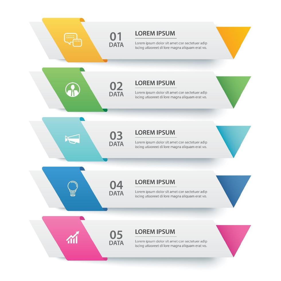 5 data infographics tab paper index template. Vector illustration abstract background. Can be used for workflow layout, business step, banner, web design.