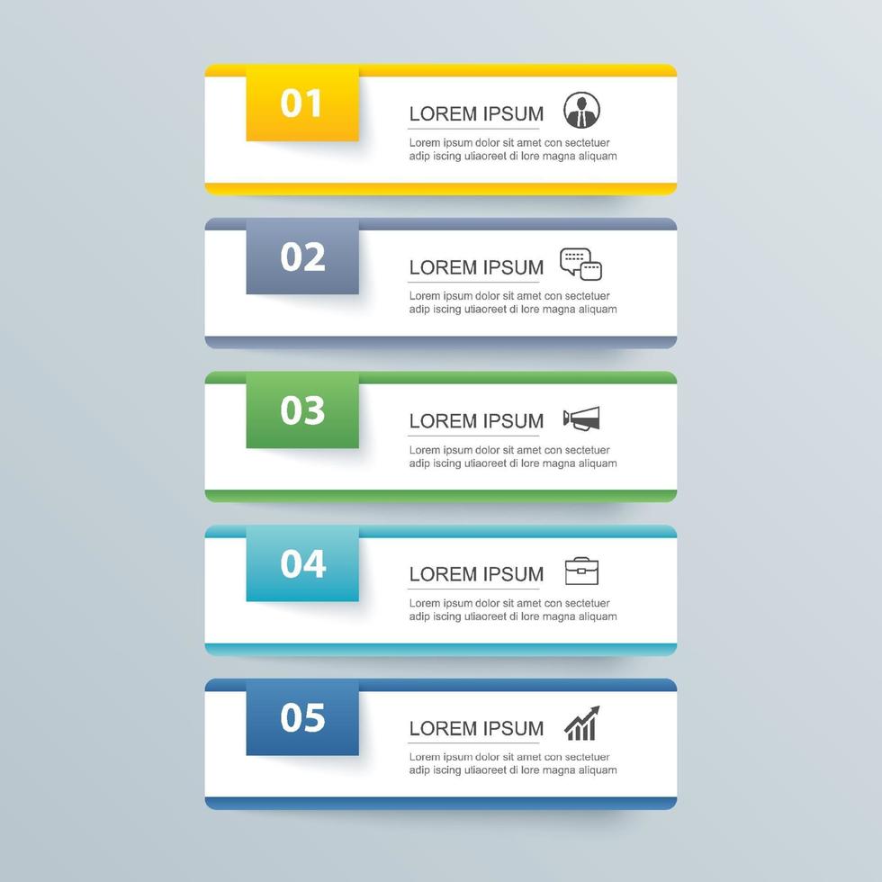 5 data infographics tab paper index template. Vector illustration abstract background. Can be used for workflow layout, business step, banner, web design.