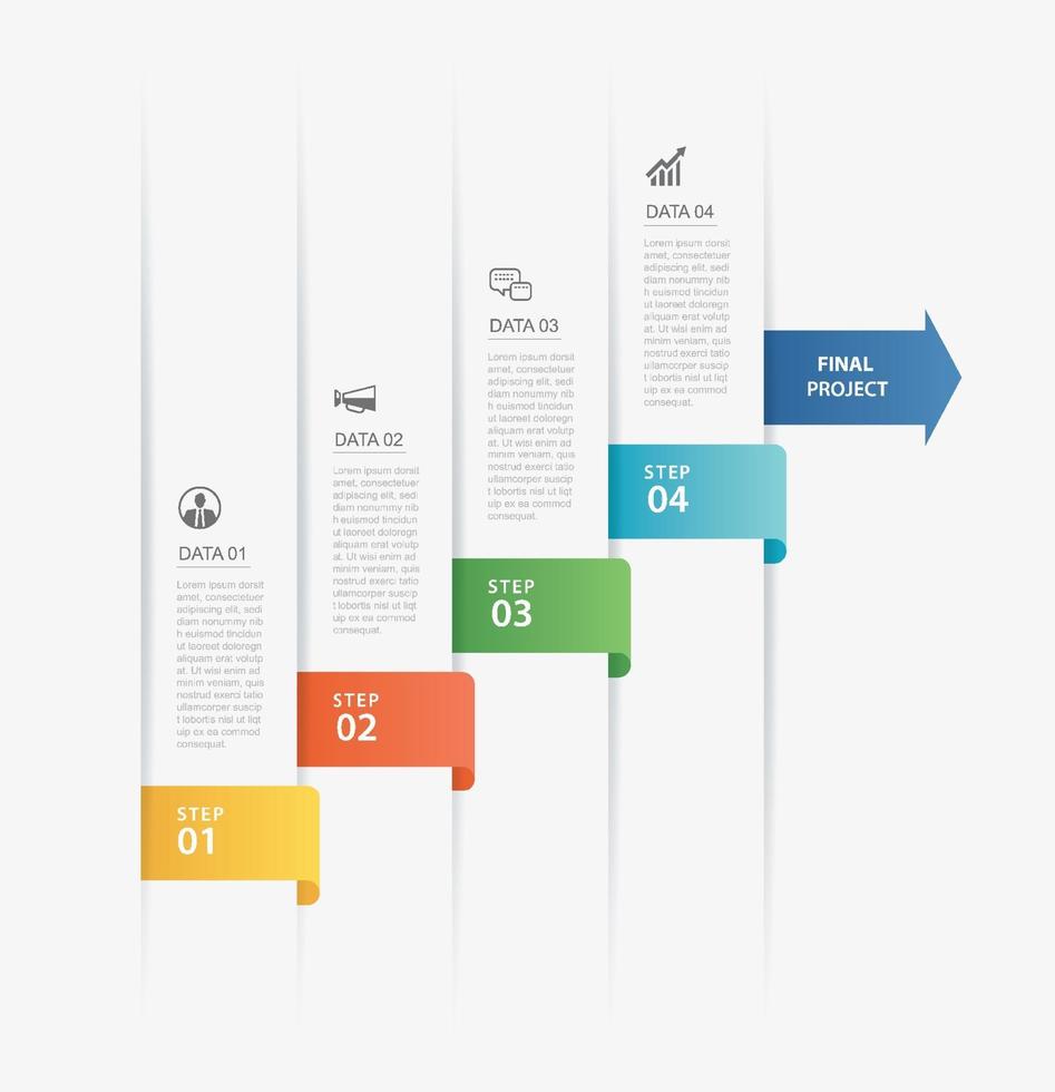 4 data infographics timeline tab paper index template. Vector illustration abstract background. Can be used for workflow layout, business step, banner, web design.