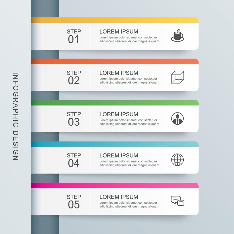 5 data infographics tab paper index template. Vector illustration abstract background. Can be used for workflow layout, business step, banner, web design.