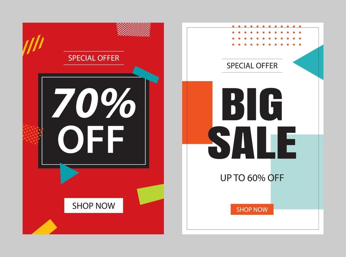 Set of sale banner templates. Vector illustrations for posters, mobile shopping, email and newsletter designs, ads.