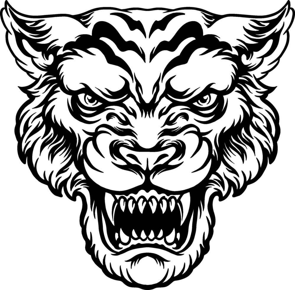 Angry Tiger head illustration vector