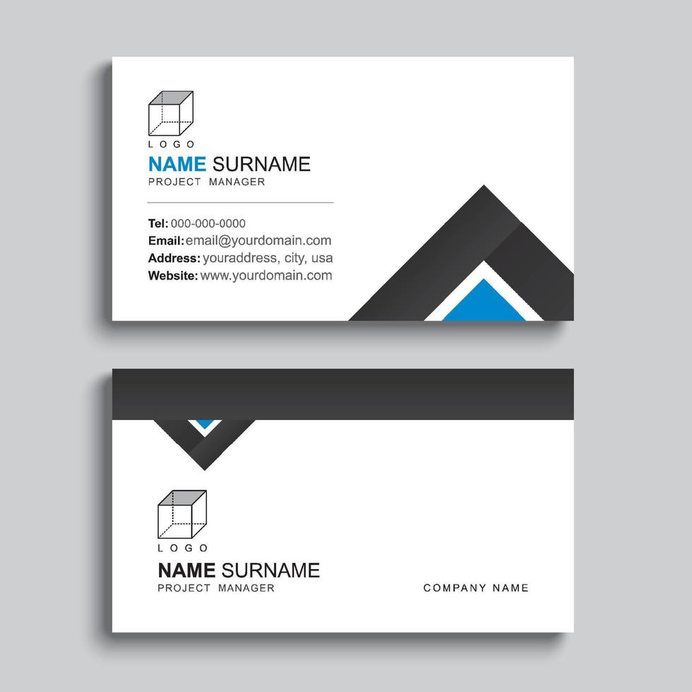 Minimal business card print template design. Black color and simple clean layout. vector