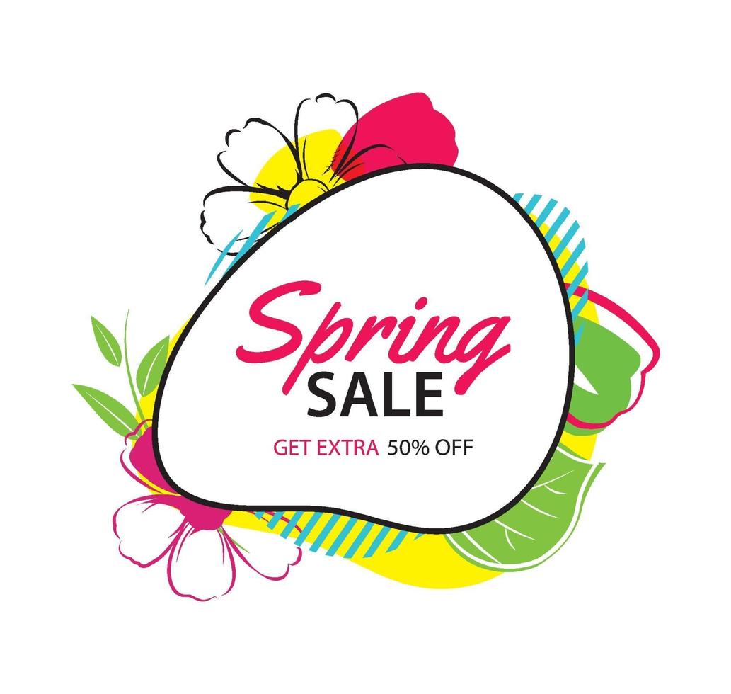 Spring sale poster template with colorful flower background. Can be used for voucher, wallpaper, flyers, invitation, brochure, coupon discount. vector