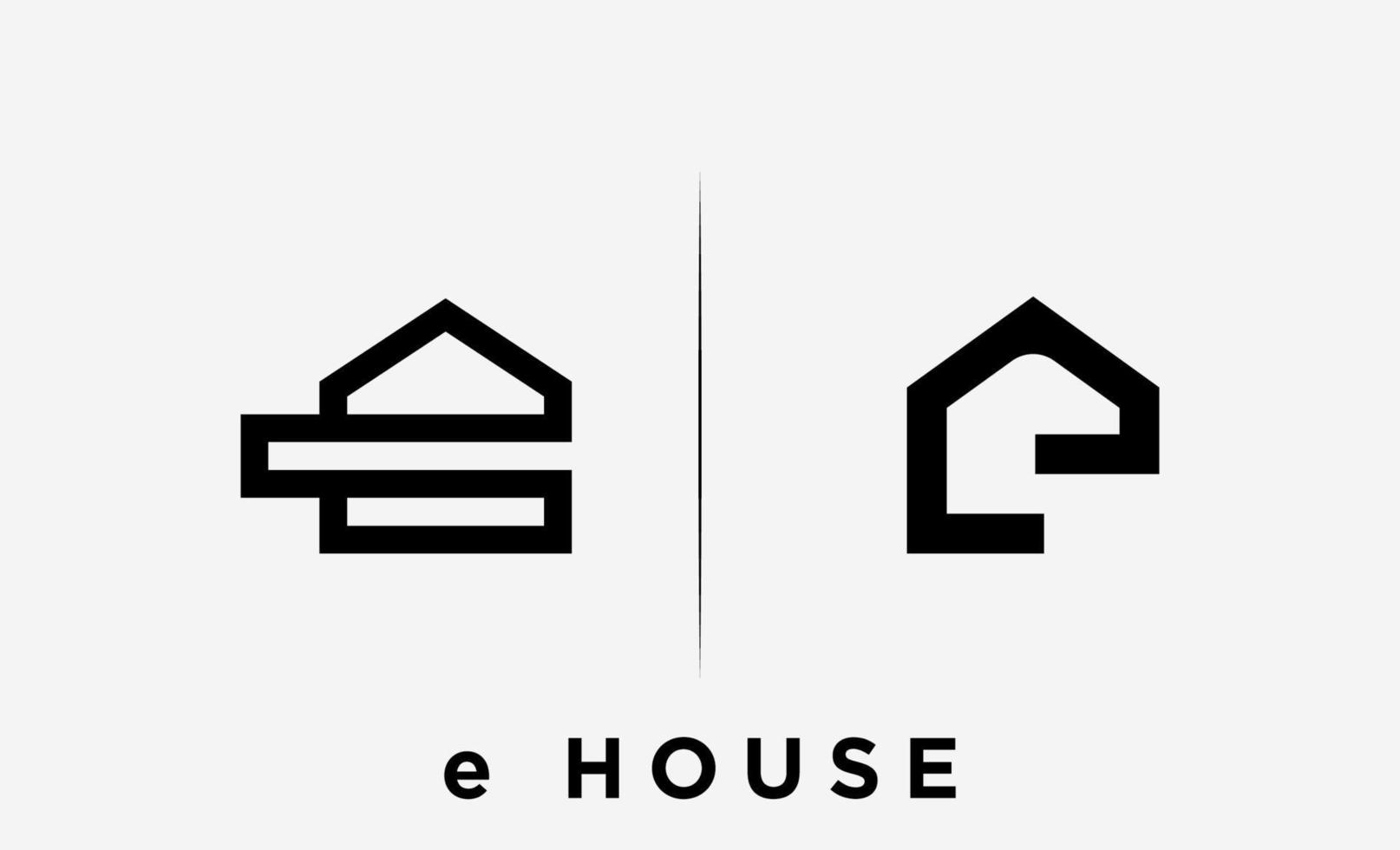 Ilustración de vector de diseño de logotipo de casa letra e