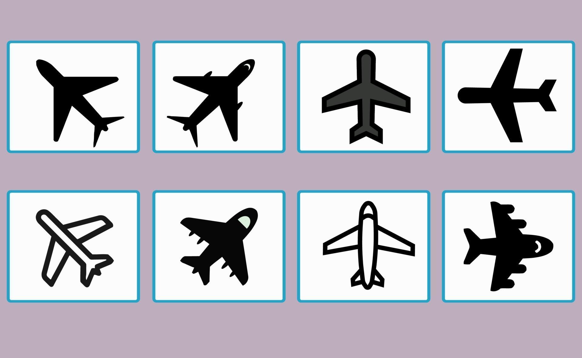 Set of airplane icons, symbols, for various design elements 1997176